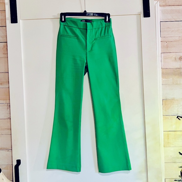 Zara Pants & Jumpsuits Zara Green Fit And Flare High Waisted Pants